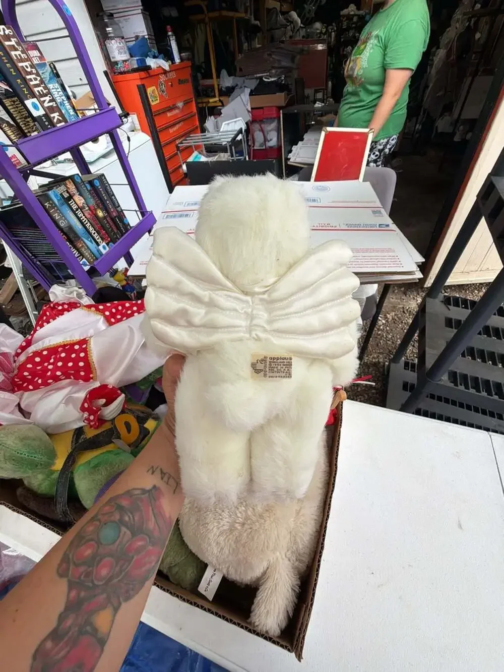 Robert Raikes Original 1990 Cupid Bear with Angel Wings and Wooden Face